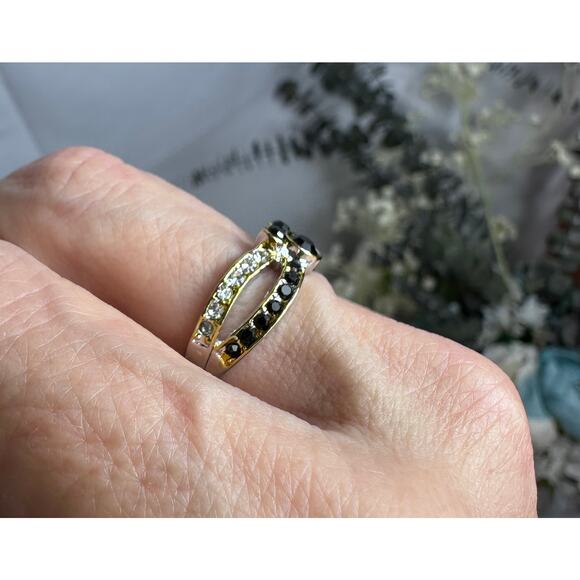 Mouse Shaped Black Onyx Syn Cubic ZIrconia RIbbons of Crystals Size 8 - Picture 10 of 14